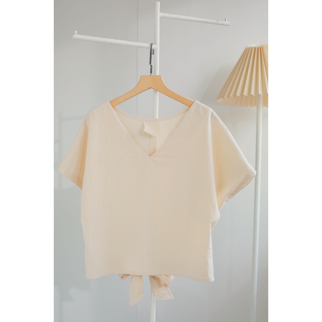 MORI - Áo linen cánh dơi cột sau
