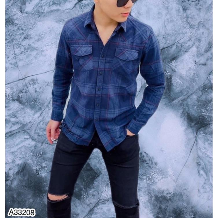 [Sẵn Hàng] Sơ mi kẻ BBR cho nam - sơ mi kẻ rách vải siêu mềm -  sơ mi kẻ bbr hàng cao cấp