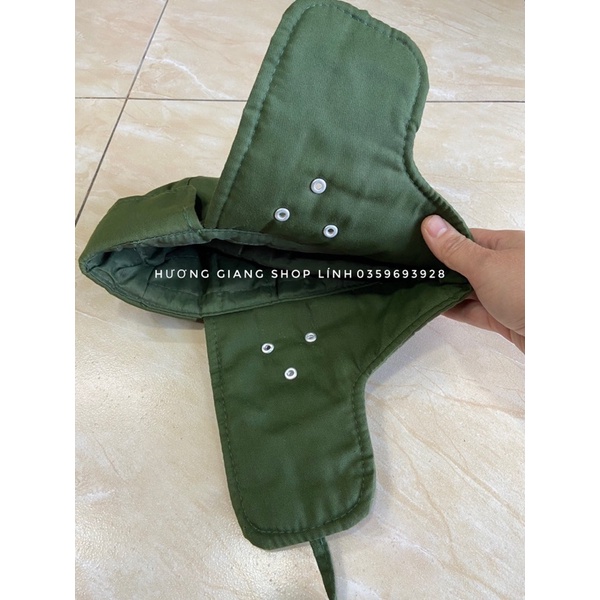 Mũ lông mùa đông màu xanh lính chống rét đẹp