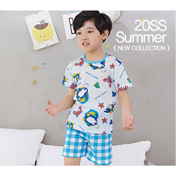 Bộ pijama cộc bé trai Summer Dream 100% cotton - Olomimi Hàn Quốc