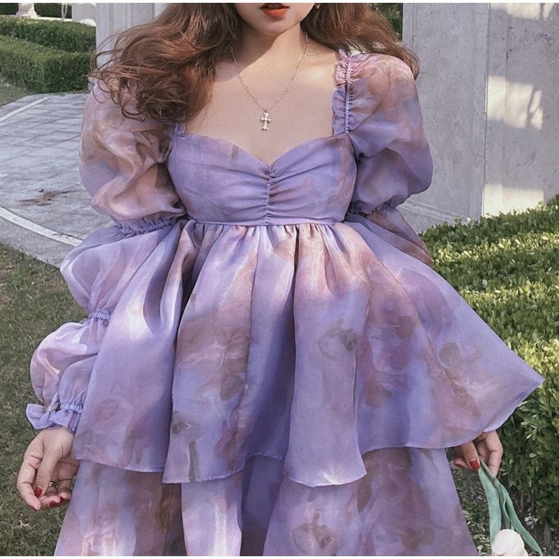 Váy babydoll Đầm Công Chúa Tay Dài Che Nắng Dáng Ôm Thời Trang Mùa Hè