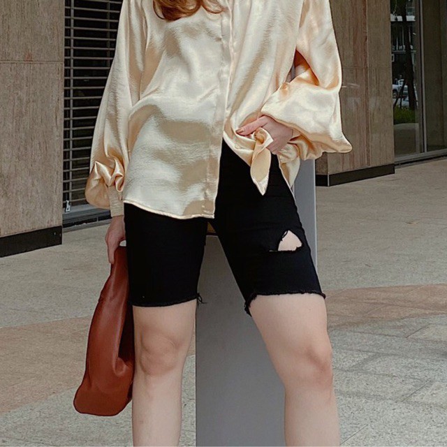 [Mã LT50 giảm 50k đơn 250k] Quần jean đen rách lửng SY STORE