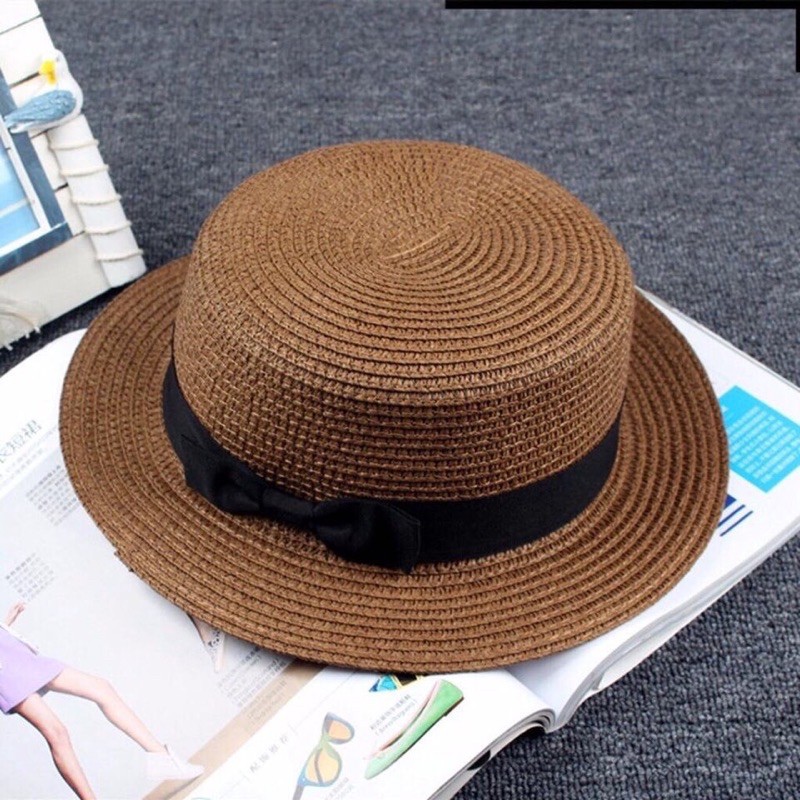 Mũ cói vành vừa đi biển cực đẹp chất ,trẻ trung tặng kèm mút dán nón bên trong cho vừa đầu