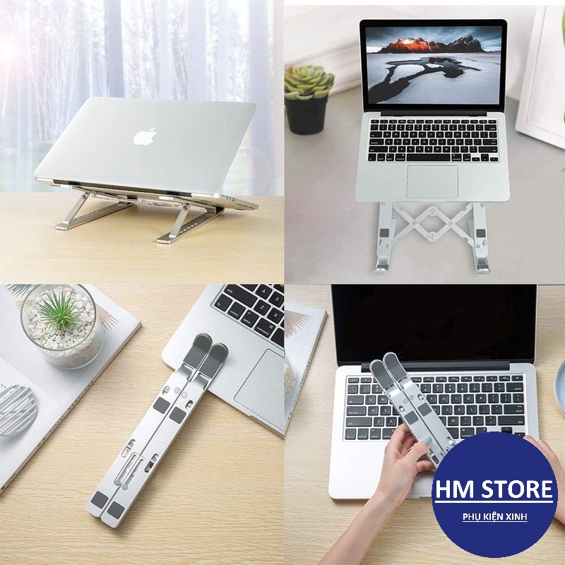 Kệ laptop, đế tản nhiệt laptop nhôm bạc nguyên khối cao cấp