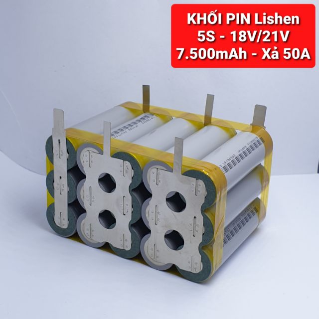 Achun.vn - KHỐI PIN 5S-18V - 7.500mah Xả 50A dùng Cell Lishen