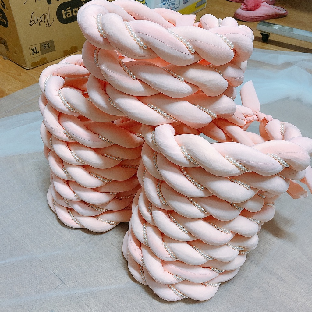 Mấn xoắn đính hạt màu hồng siêu xinh