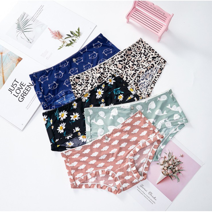 Quần Lót Su nữ💕 Gấp Viền Hoạ Tiết Hoa Dễ Thương Nữ Tính mát lạnh chất cao cấp | BigBuy360 - bigbuy360.vn