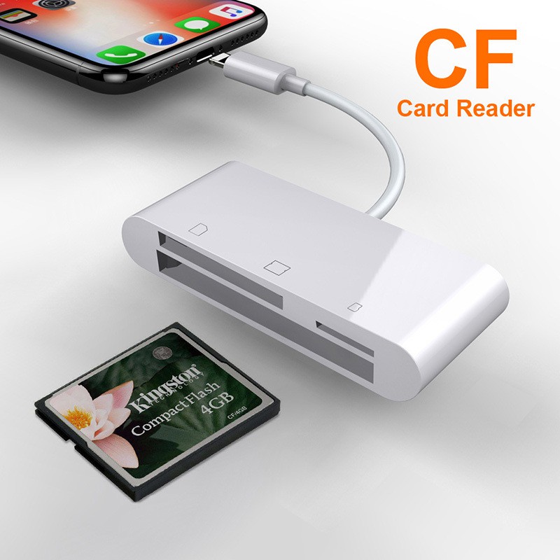 Đầu Đọc Thẻ 3in1 SD, CF, MicroSD - Lightning Cho Iphone, Ipad