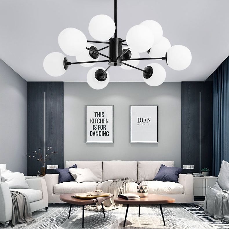 Đèn trần phòng khách đèn chùm trang trí đen / vàng phong cách bắc âu tối giản đèn trần bóng led