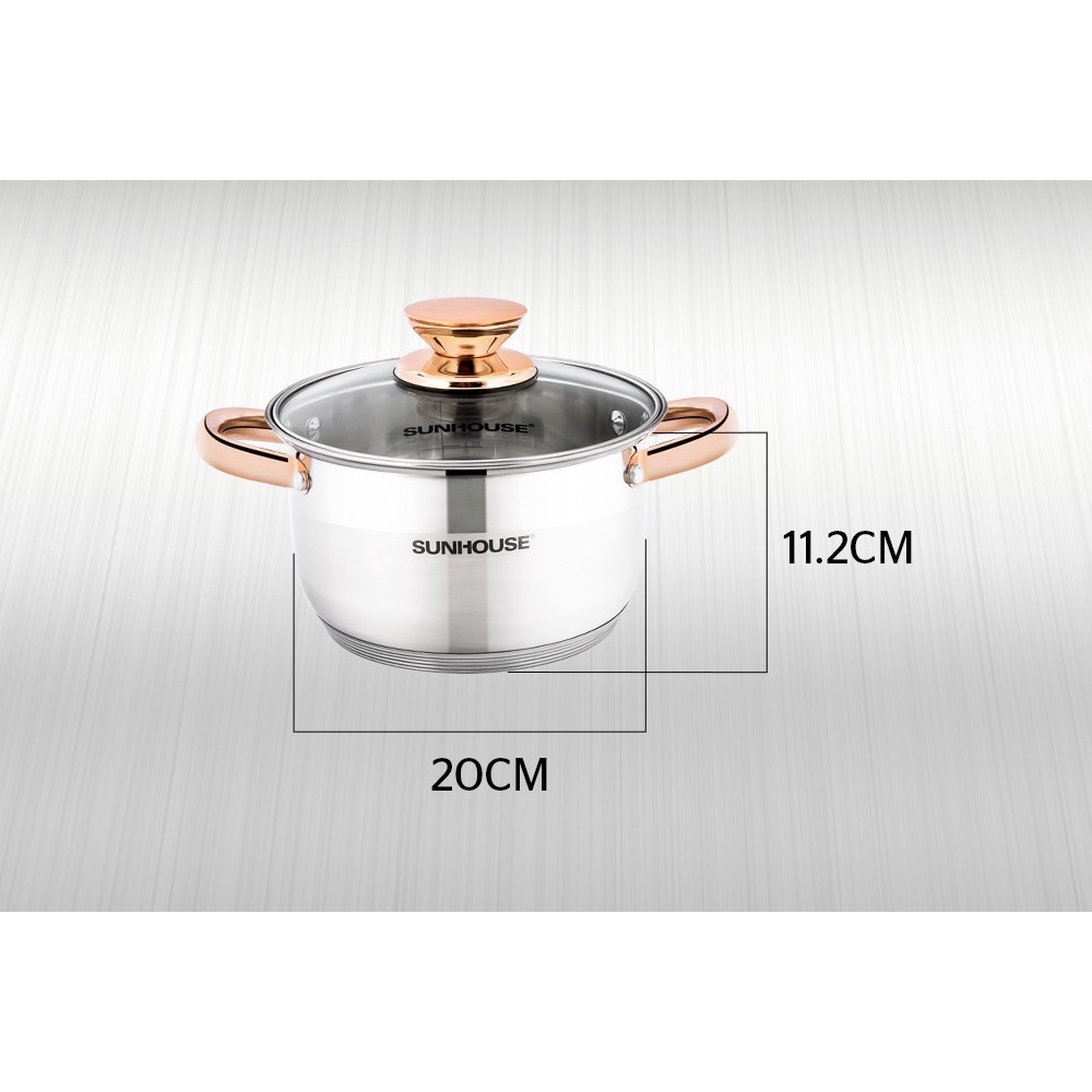 Sét Nồi Inox 5 Đáy Sunhouse SHG24220 Và Chảo Đáy Từ Sunhouse MAMA SHG1126MCB
