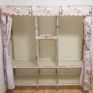 Tủ vải khung gỗ 3 buồng 6 ngăn tủ kệ đựng quần áo khung gỗ cỡ lớn loại 1