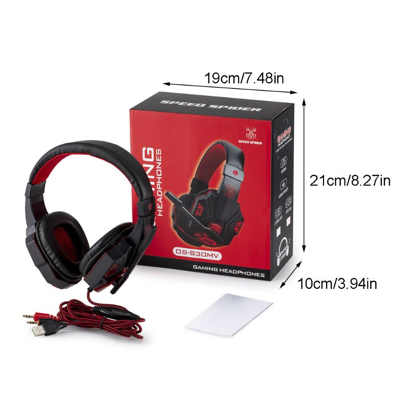 Tai Nghe Trùm Đầu Chơi Game Có MIC Và Đèn LED Jack 3.5mm Cho Máy Tính