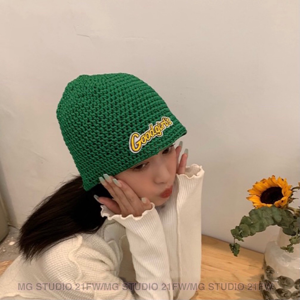 Mũ nồi MG STUDIO dệt kim họa tiết chữ goodgirls thời trang dành cho nữ với 4 màu sắc tùy chọn