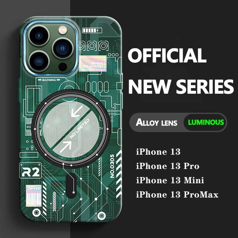 Ốp Điện Thoại Cứng Siêu Mỏng Chống Sốc Dạ Quang Từ Tính Cho iPhone13 12pro 11promax