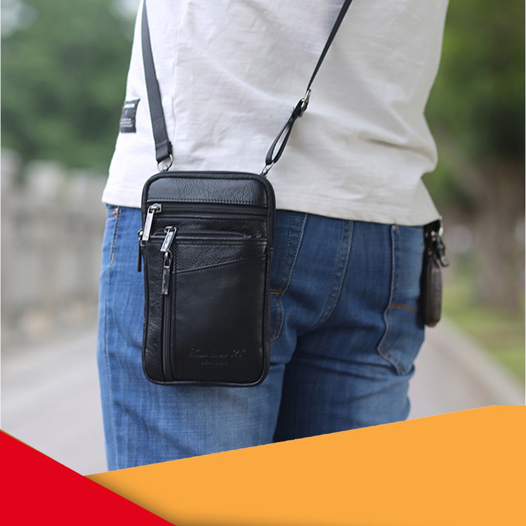 Túi Đựng Điện Thoại Đeo Chéo Da Bò Xịn Cho Cả Nam Nữ