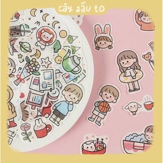 Bộ 40 Hình Dán Giấy Washi Trang Trí Cute Friend Deco Sticker 3