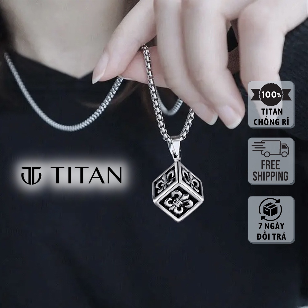 Dây Chuyền Nam Nữ CH, Vòng Cổ Chrome Hearts Bông Hoa Iris Màu Đẹp Như Bạc 925 Cube Dice Dạng Khối Vuông TITAN SHOP