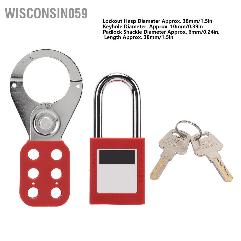 Wisconsin059 38mm/1.5in Lockout Tagout Hasp 6 Hole Security Lock with Padlock for Ind