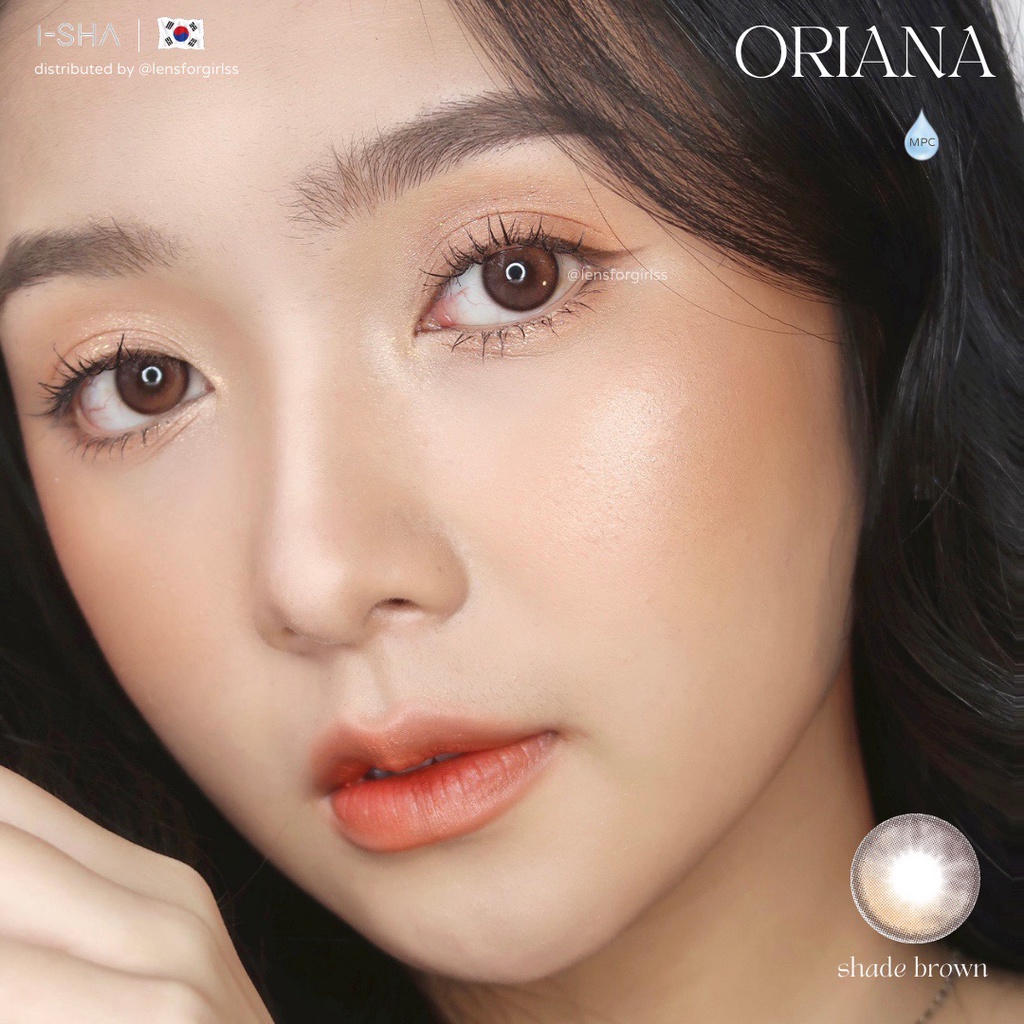 Kính áp tròng hiệu ứng phủ bóng hot trend Oriana Shade Brown chính hãng Isha Made in Korea | Hsd 6 tháng  Lens cận