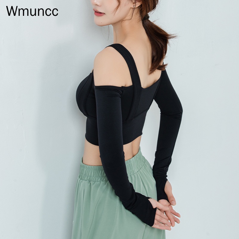 Wmuncc Đồ tập gym Tay Dài Có Đệm Ngực Thời Trang Cho Nữ
