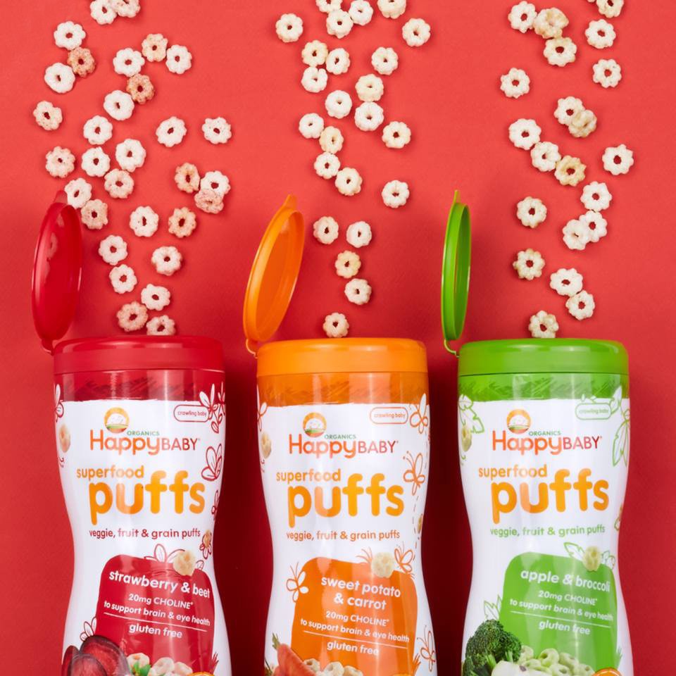 Bánh Ăn Dặm Nhập Khẩu Happy Baby Organic Puff Cho Bé Từ 6 Tháng Tuổi