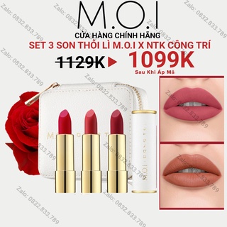 Son Hồ Ngọc Hà MOI Cosmetics MOI X CÔNG TRÍ bản giới hạn - bền màu lâu trôi【CAM KẾT HÀNG CHÍNH HÃNG®】‎‎Set 3 cây