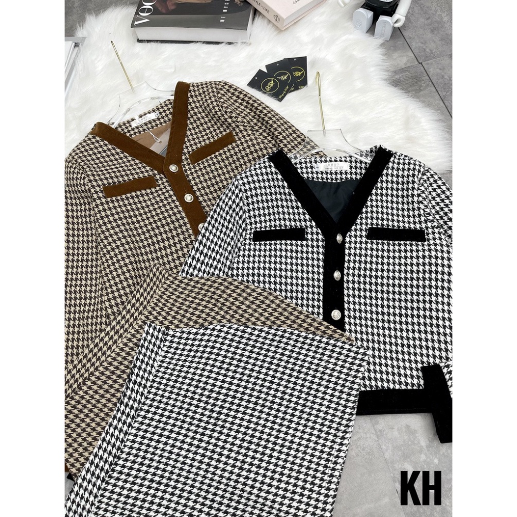 Set dạ họa tiết siêu xinh hai màu phong cách sang chảnh thu đông 2021 | BigBuy360 - bigbuy360.vn