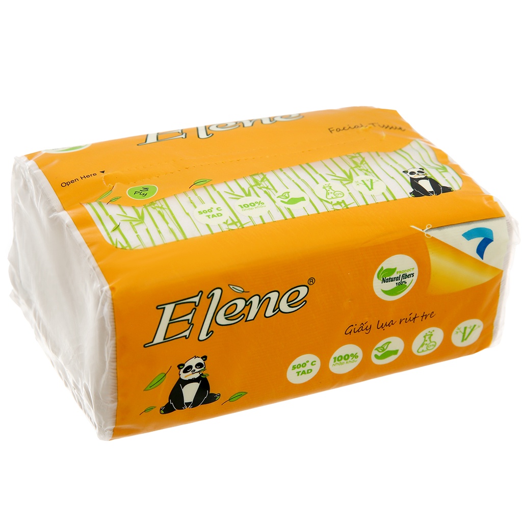 Giấy ăn gấu trúc elene rút dài 160 tờ 3 lớp, khăn giấy ăn than tre, lụa tre