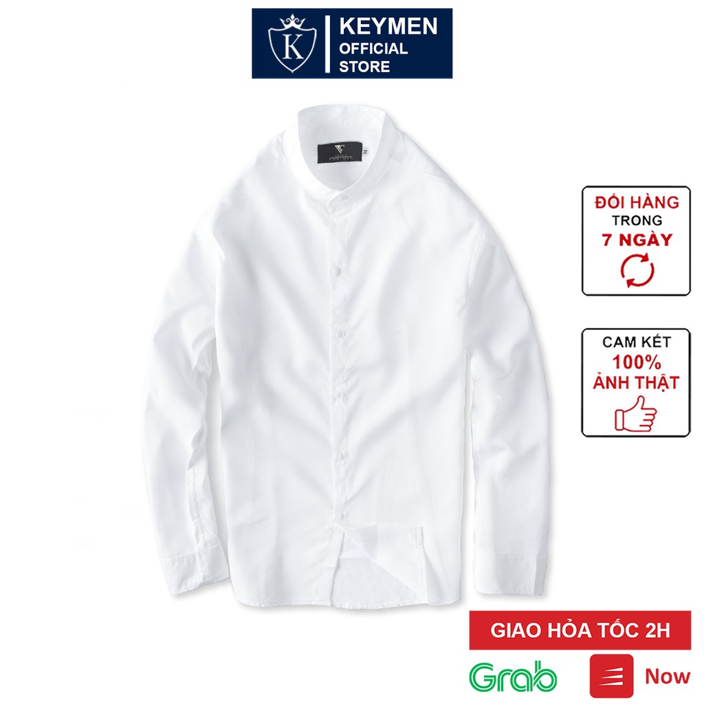 Áo sơ mi nam cổ trụ đẹp cao cấp Vesca chất lụa thoải mái form rộng Hàn Quốc B2