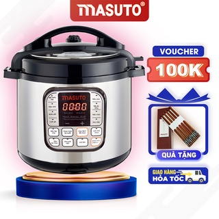 Nồi áp suất điện từ đa năng Masuto 6 lít điều chỉnh áp xuất tự động nấu cơm ngon ninh hâm siêu nhừ MUA 1 TĂNG 1