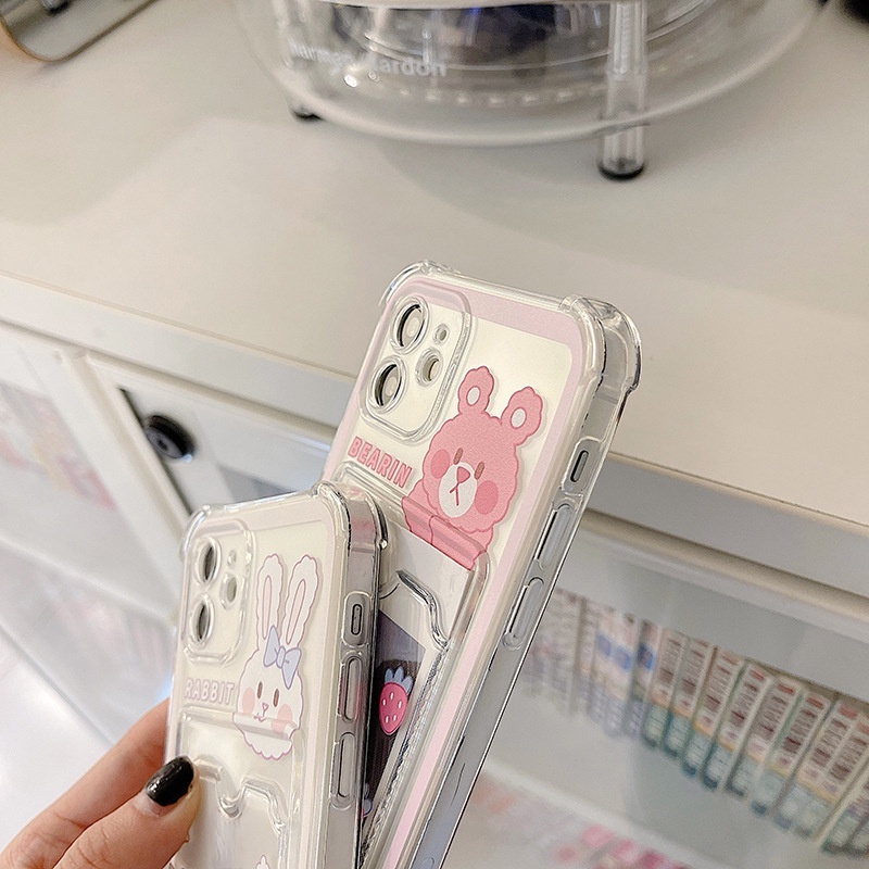 Ốp Điện Thoại Màu Hồng Họa Tiết Dâu Tây Cho Iphone 14promax / 13mini 11 / 12pro 678Plus / xsmax / xr