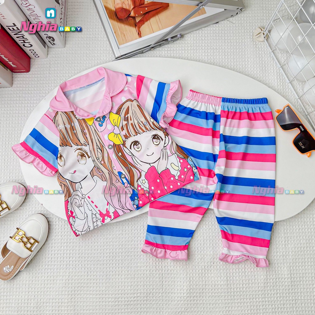 Đồ bộ bé gái quần dài áo ngắn tay NGHĨA BABY dành cho bé