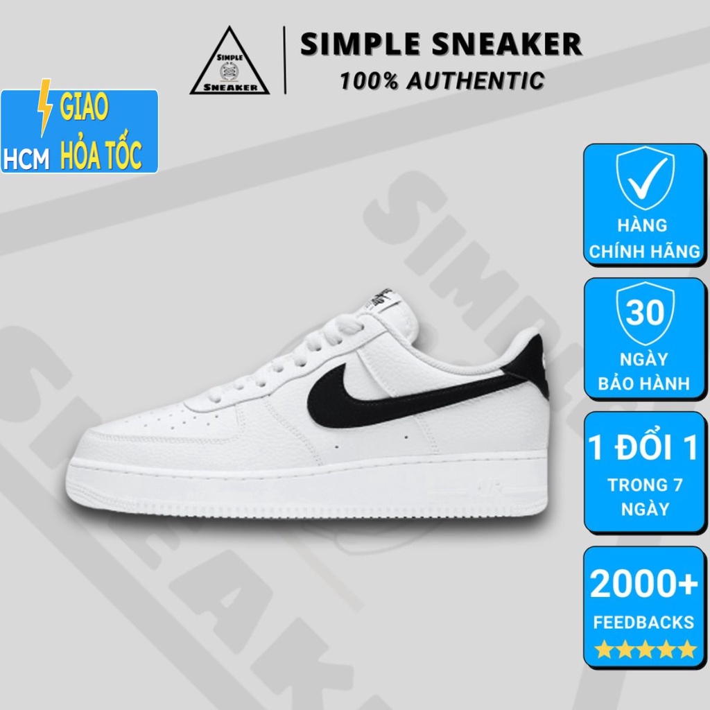 Giày Nike AF1 Chính Hãng 💙FREESHIP💙 Air Force 1 Auth - Giày AF1 Black Swoosh Chính Hãng Chuẩn Auth- Simple Sneaker