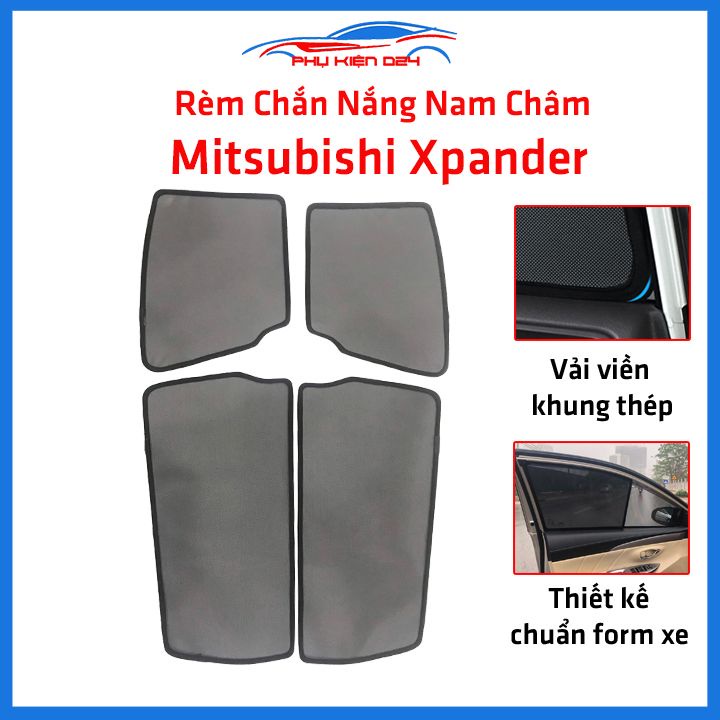 Bộ 4 rèm chắn nắng nam châm Mitsubishi Xpander 2018-2019-2020-2021-2022-2023 khung cố định chống tia UV