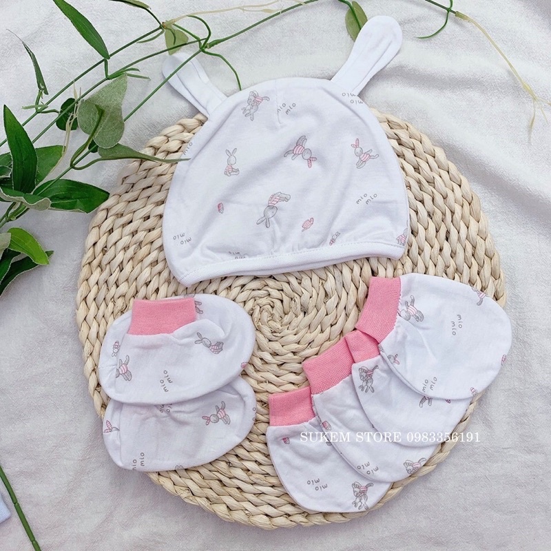 [Miomio Sale] Phụ kiện miomio set mũ bao tay chân cotton 100%