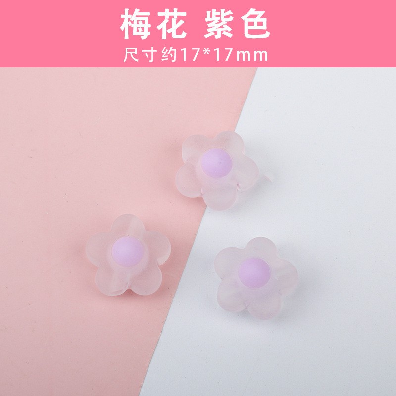 Bộ 15 hạt nhựa Acrylic trong suốt 17mm hình hoa làm trang sức thủ công