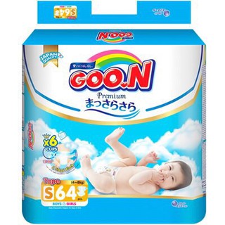 Bỉm Goon Premium Dán (S64/M60/L50/XL56/Quần M58/L46/XL42/XXL36) :
