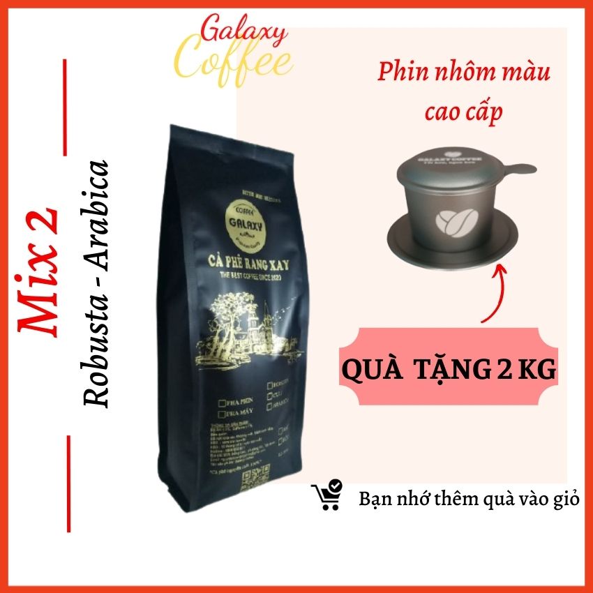 Cà Phê Rang Xay Mix 2 Hạt Robusta, Arabica Cafe Nguyên Chất, Gu Vừa, Vị Đắng Đậm, Thơm Nồng Nàn, RA01Q, 2Gói 500g,Quà29k