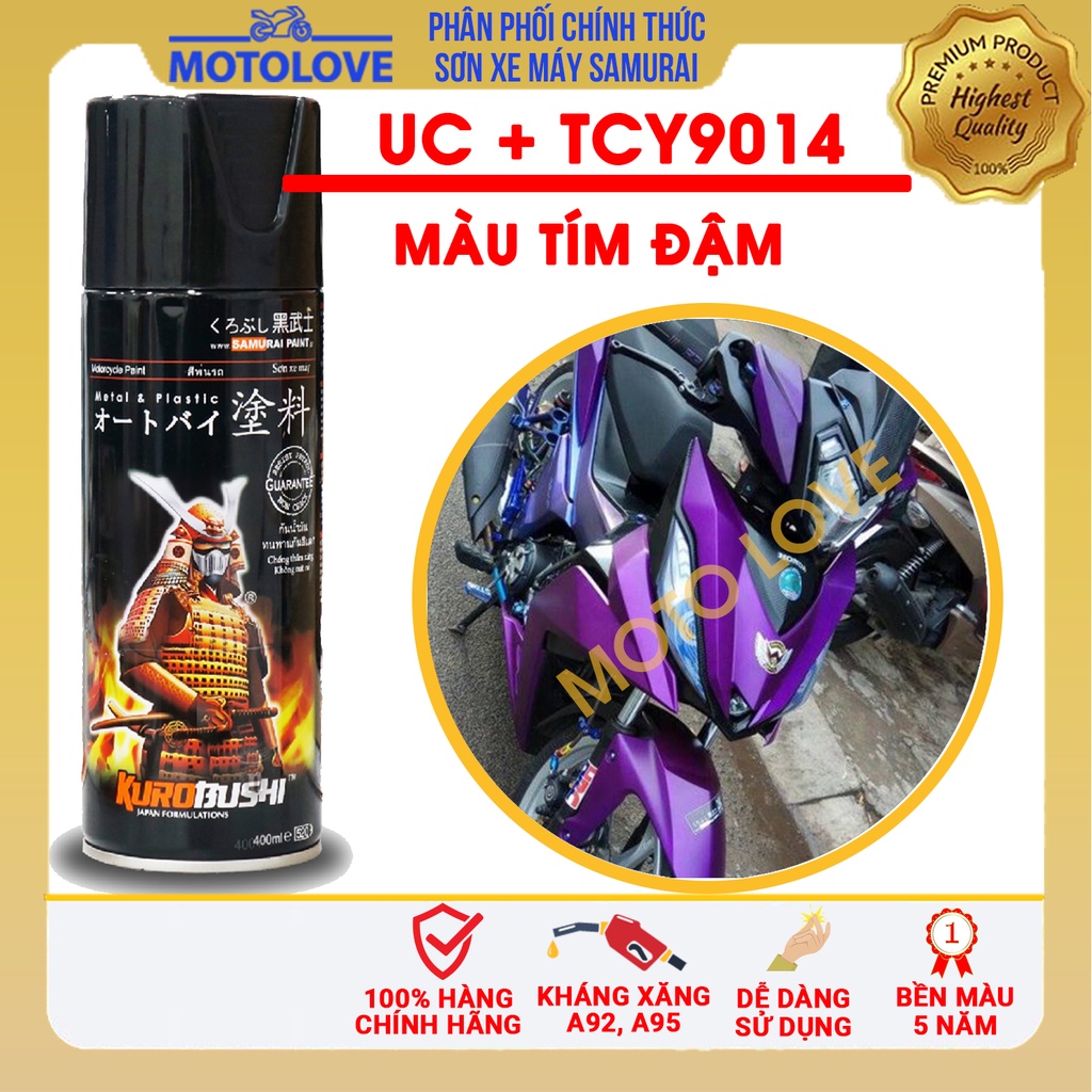 Combo sơn samurai tím đậm UC+TCY9014  loại 2K chuẩn quy trình độ bền 5 năm gồm 2K04 - UCY29014 - TCY9014 -2k01