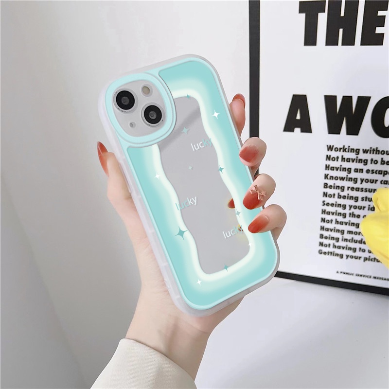 Ốp lưng iphone gương cạnh vuông sóng happy luck 6/6plus/7/7plus/8/8plus/x/xs/11/12/13/pro/max/plus/promax-Sale HOT U4-10