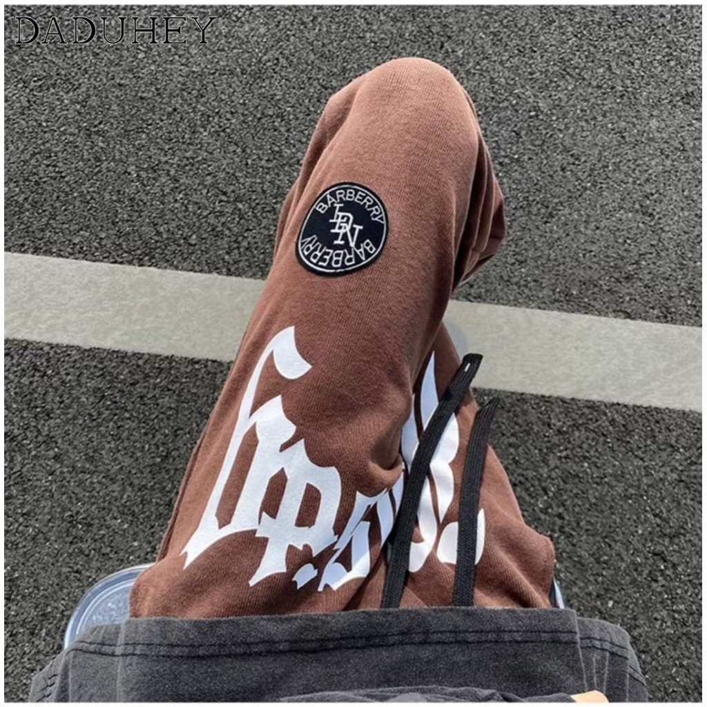 DaDuHey Men's Summer Running Oversized Track Pants European and American Fashion Brand Straight Casual Pants