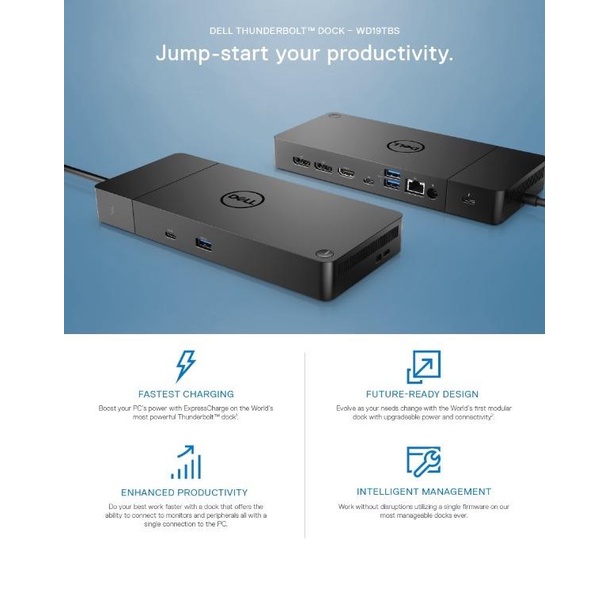 Đế kết nối Dock Dell WD19TBs , Thunderbolt Dock 2022 , xuất màn hình 4K , Power Delivery