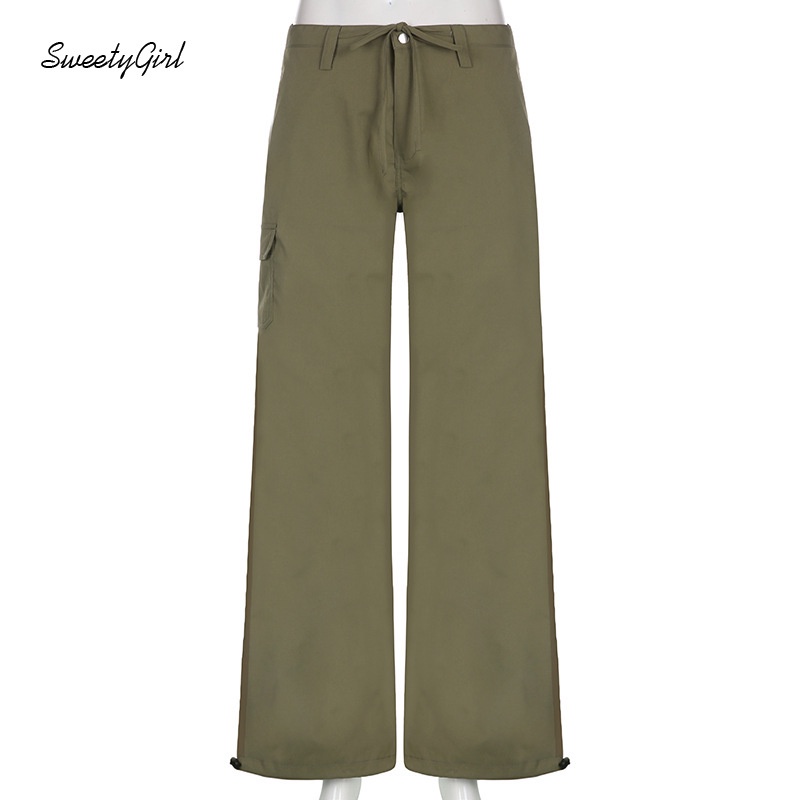 Quần Dài Ống Rộng Lưng Thấp Màu Trơn Thời Trang 2022 Cho Nữ