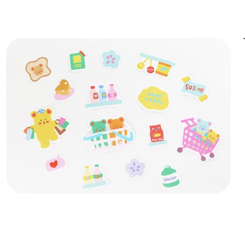 Set 40 giấy dán sticker gấu, thỏ, cô gái dễ thương