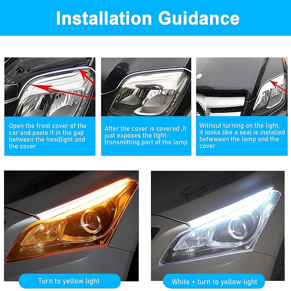 1 Đèn Pha Led DRL Ánh Sáng Vàng Linh Hoạt Chống Thấm Nước Tiện Dụng Cho Xe Hơi