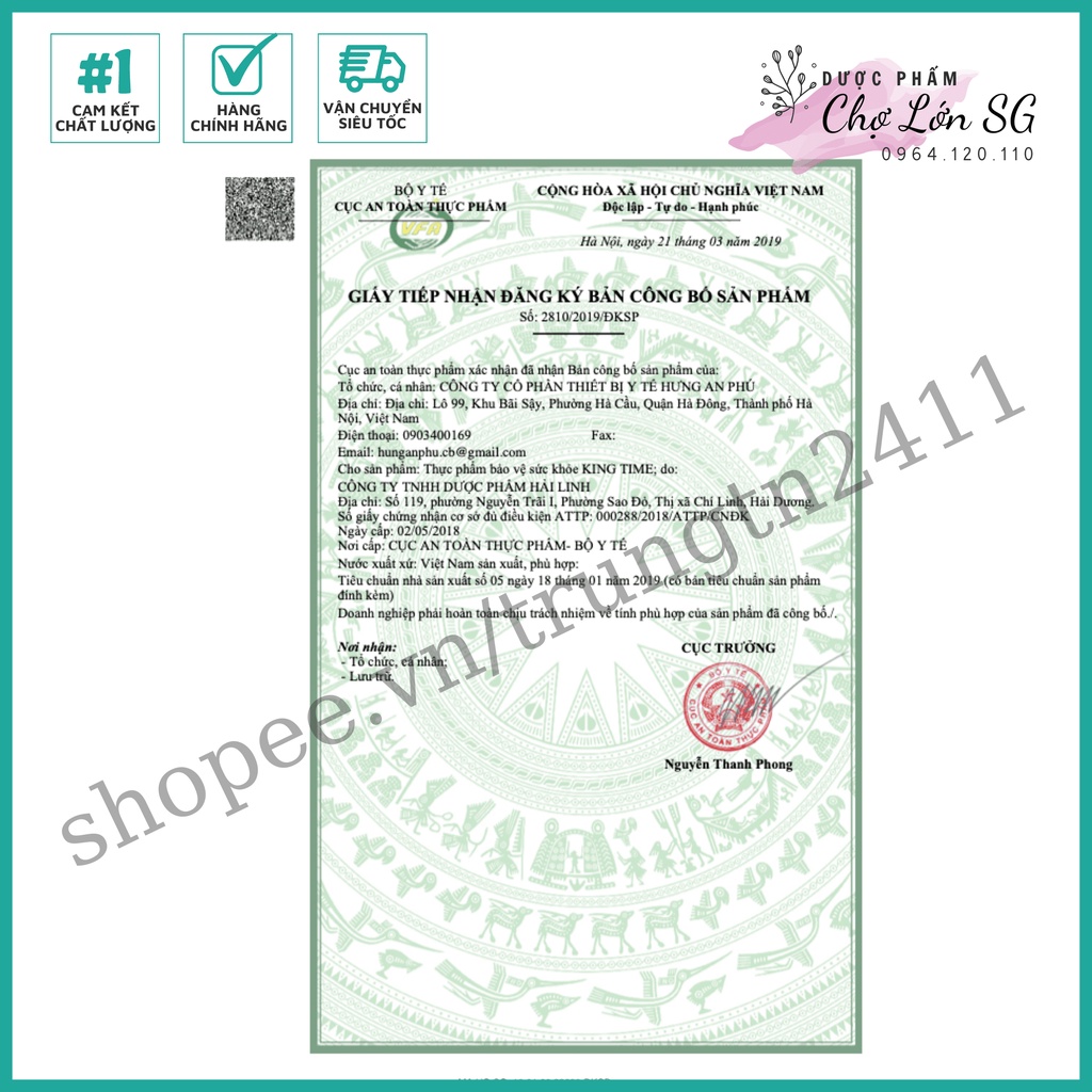 Viên uống bổ thận tráng dương tăng cường sinh lực King Time – hộp 30 viên
