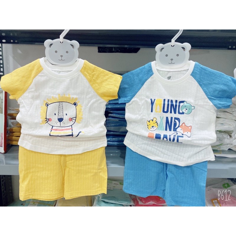 Bộ cộc tay cài vai raglan bé trai/ bé gái Lullaby 2021 vải thông hơi