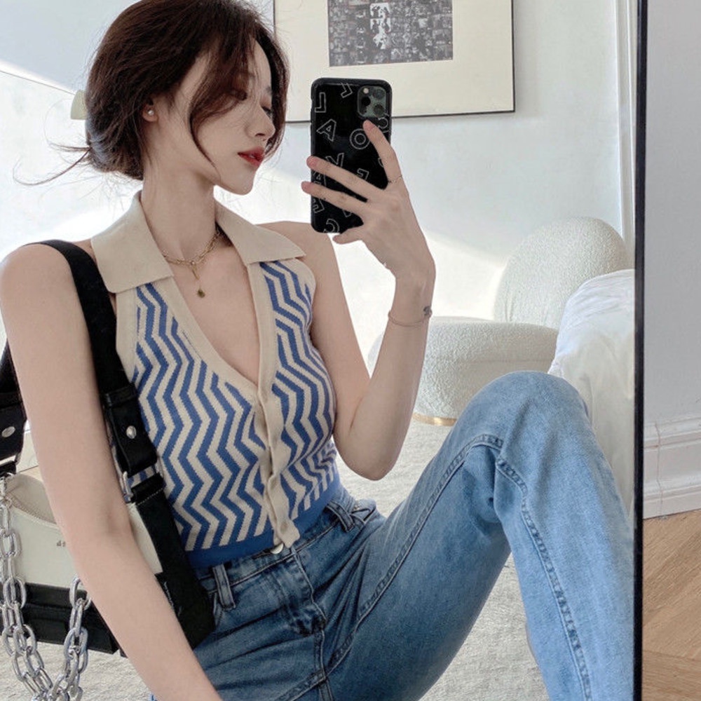 Áo Sơ Mi Cổ polo Hở Lưng Phong Cách Mới Xuân Hè