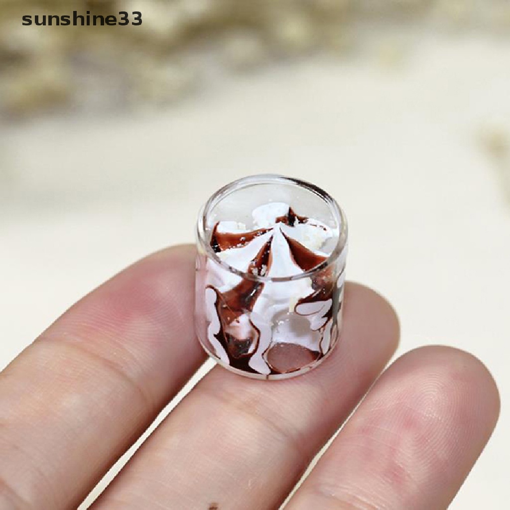 SU Dollhouse Miniature Spoon Ice Cream Cups Set Model Mini Food Doll Accessories n