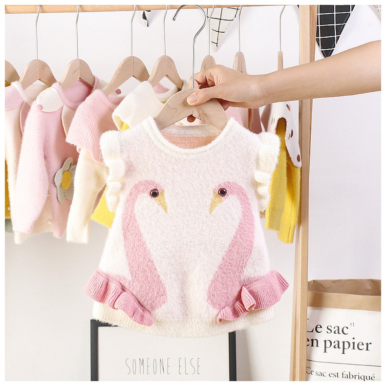 Áo len lông bé gái đôi thiên nga siêu xinh size 7-17kg (HÀNG QCCC) AL36